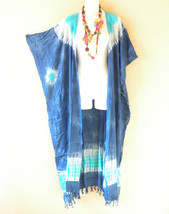 CG21 Tie Dye Women Rayon Batik Plus Size Open Trench Duster Long Cardiga... - £19.56 GBP+