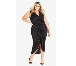 City Chic Womens Plus L/20 Black Sleeveless Belted Soul Sister Maxi Dress NWT - £58.74 GBP