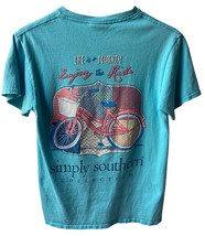 Simply Southern T shirt Womens Small Blue Crew Neck Short Sleeved  Bicycle - £6.63 GBP