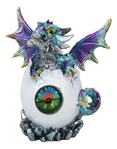 Aqua Blue Iridescent Jeweled Baby Wyrmling Dragon In Crystal Gem Egg Figurine - £20.90 GBP