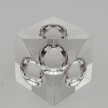 Vtg STEUBEN glass FLOATING SPHERES Cube paperweight PRISM Rare  - $373.99