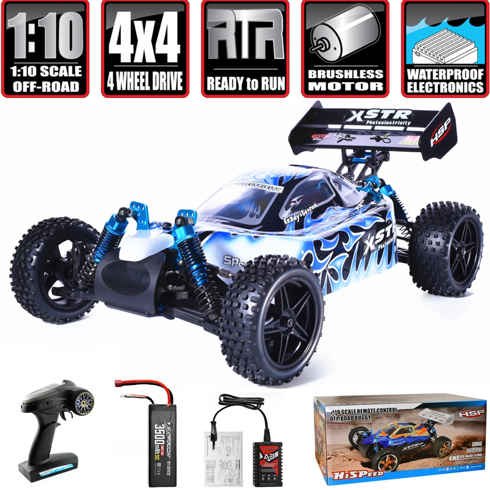 HSP Rc Car 1/10 Brushless 4WD Electric Power High Speed LIPO Off Road Buggy - £342.83 GBP