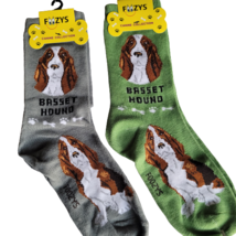 Basset Hound Dog Socks Novelty Dress Casual SOX Puppy Pet Foozys 2 Pair 9-11  - £7.90 GBP