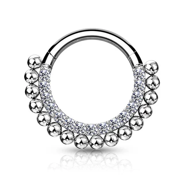 Silver Crystal Septum Ring - Surgical Steel - 16 Gauge - $14.99