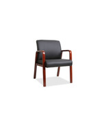 Lorell Black Leather Wood Frame Guest Chair - $368.33 CAD