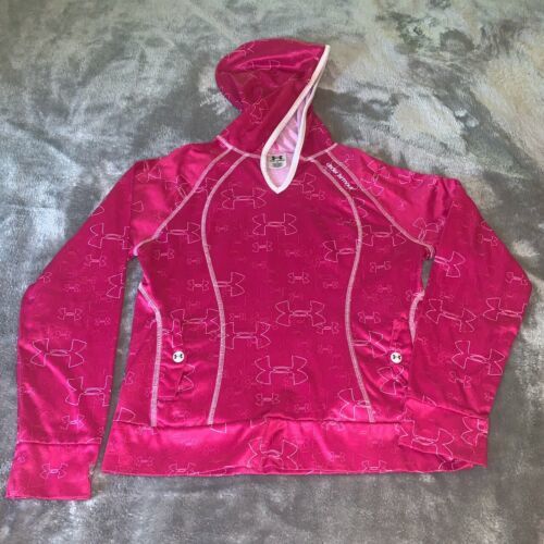 Primary image for Girls Size Youth XL Under Armour Pink White Hoodie Pullover Sweatshirt EUC 