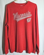 Vintage Wisconsin Badgers Shirt Russell Knit Thermal Long Sleeve Mens Size Large - £13.59 GBP