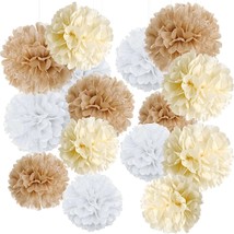 Boho Tissue Paper Pom Poms Champagne Neutral Party Decorations Creamy Wh... - $29.99