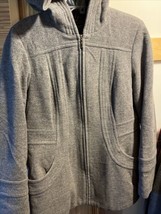 Fleet Street Ltd Wool Blend Hooded Coat Jacket Medium Gray Zipper Outdoo... - $44.55