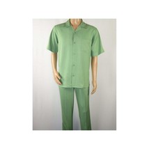 Men MONTIQUE 2pc Walking Leisure Suit Matching Set Short Sleeves 696 Apple Green image 2