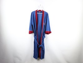 Vtg 70s Streetwear Mens Size S / M Velour Belted Bath Robe Loungewear Blue USA - £47.44 GBP