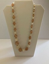 Tan And White Beaded Necklace - £11.73 GBP