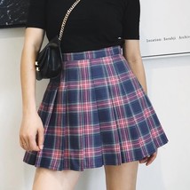 Purple Short Plaid Skirt Women Girls Plus Size Plaid Pleated Mini Skirt Outfit - £26.41 GBP