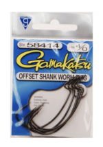 Gamakatsu Black Offset Shank Worm EWG Bass Bait Hook, Size 4/0, Pack of 5 - $6.79