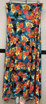 NWT 2.0 LULAROE Large Teal Pink Yellow Black Floral Knit Fabric Maxi Skirt Dress - £34.24 GBP