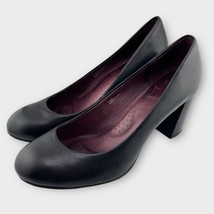 ONO black leather round toe chunky heels size 7.5 - $72.57