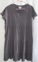 TIME TRU GREY SHORT SLEEVE KNEE LENGTH LAYERED DRESS SZ MED 8-10 #8238 - £6.05 GBP