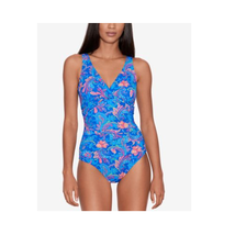 LRL Ralph Lauren Twist Front One Piece Swimsuit Summer Paisley Size 16 B... - $59.35