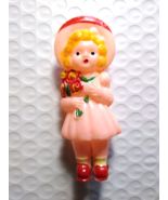 Toy Doll Rattle Hard Plastic Hand Painted Red Pink Body Blonde Girl 3.25... - £15.88 GBP