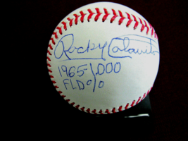 Rocky Colavito 1965 1.000 Fielding % Indians Yankees Signed Auto Baseball Jsa - £233.70 GBP