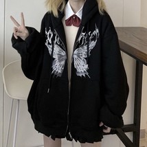 Laamei Women Hoodie Harajuku Y2k  Aesthetic Sweatshirt Zipper  Jacket Long Sleev - £72.81 GBP