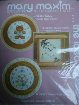 Mary Maxim Exclusive Needlecraft Cross Stitch Kit 37413 Baby&#39;s Teddy Bear Clock - £27.06 GBP