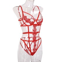 Hot Persistence Applique Red Teddy W/ Open Underwire Cups & Adjustable Straps- L image 4