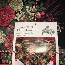 April Cornell Merry Black 1pc Oblong Tablecloth 60”x 84” Black Multi Colored Nwt - £50.18 GBP