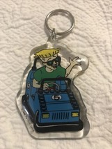 1999 Vtg The Lego Group Blonde Male Driving Lego Car Racer Key Ring 4.5&quot; Acrylic - £18.69 GBP