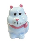 Ceramic Blue Cat Pink Bow Planter Signed NCE 1987 4.5 inch Vintage MCM E... - £11.86 GBP