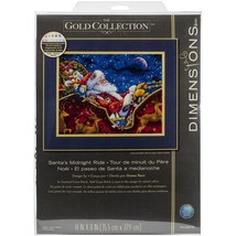 Gold Collection Counted Cross Stitch Kit 14X11-Santa&#39;s Midnight Ride 18 Ct. - $93.49
