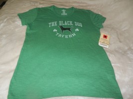 NEW Womens XL The Black Dog Kelly GREEN Shamrock TAVERN TEE SHIRT - $32.66