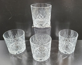 (4) Glencairn WR Rocks Glasses Set Crystal Clear Cut Etched Whiskey Low Ball Lot - £63.20 GBP