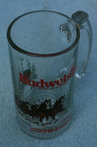 Budweiser Christmas Clydesdale glass mug 1989 - £6.39 GBP