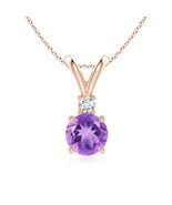 ANGARA 1.22 Ct Natural Amethyst Round Shape Pendant With Diamond in 14K ... - $1,162.91