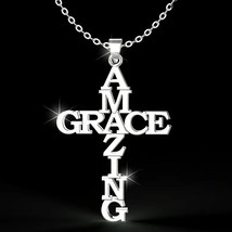 Men&#39;s Amazing Grace Cross Pendant Necklace Stainless Steel - £8.12 GBP