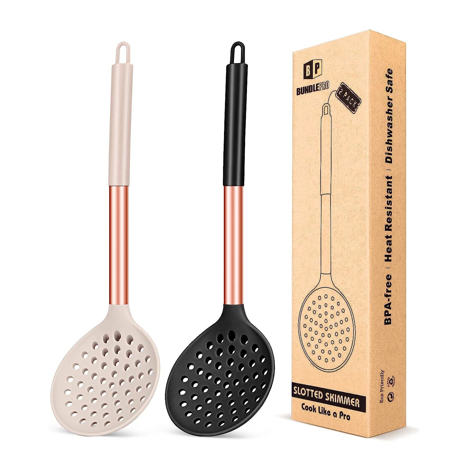 Primary image for Kitchen Ladle Strainer Set Of 2 Large Slotted Spoon With High Heat Resistant Bpa