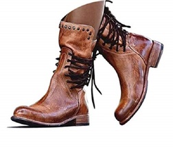 Handmade Men Tan Back Zipper Long Boots, Men Ring Style Combat Boots - £194.34 GBP