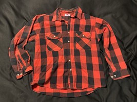 Vintage American Spirit Flannel Shirt Red Black Buffalo Plaid Made in USA M - $42.95