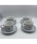 (4) International Tableworks Stoneware Japan Porto Coffee Tea Cup Pink B... - £31.66 GBP