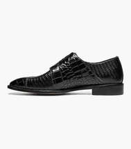 25458 Stacy Adams Leather Shoes Toscano Double Monk Strap Black Navy image 4