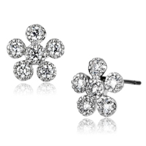 3W359 - Rhodium Brass Earrings with AAA Grade CZ  in Clear - $383.87 MXN