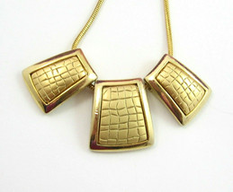 Three Pendants Trapezoid Shapes Necklace Vintage Round Snake Chain Goldtone 18&quot; - £10.38 GBP