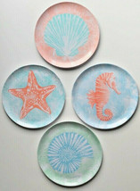 Starfish Seahorse Shell Set of 4 Melamine Plates 11&quot; Dinner Plates Beach... - £25.04 GBP