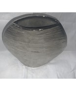 Crate &amp; Barrel white ceramic Allegra vase Metallic Silver 11” Tall EUC - $733.19 MXN