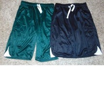 Boys Shorts 2 Pair Lands End Green Black Elastic Waist Drawstring Athlet... - $7.92