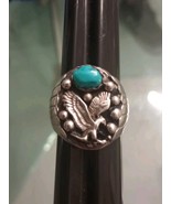 Vintage 925 Sterling Silver Southwestern Turquoise Eagle Ring Sz 10.5 Fr... - $1,475.32 MXN