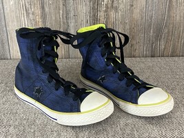 CONVERSE One Star High Top Youth Sneakers Size 3 Blue/Yellow Canvas Lace-Up Shoe - £11.13 GBP