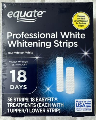 Primary image for Equate Professional Whitening Strips 36 Strips 18 Treatments Brand New