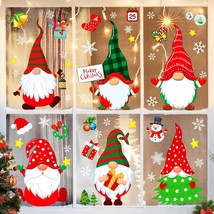 Christmas Window Clings Gnome Christmas Window Decorations Static Christmas Wind - £17.76 GBP